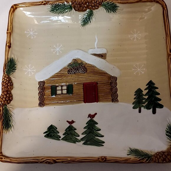 Christmas St. Nicholas Square Heartland Serving Platter.  9 3/8" Heavy Cabincore - Picture 2 of 8